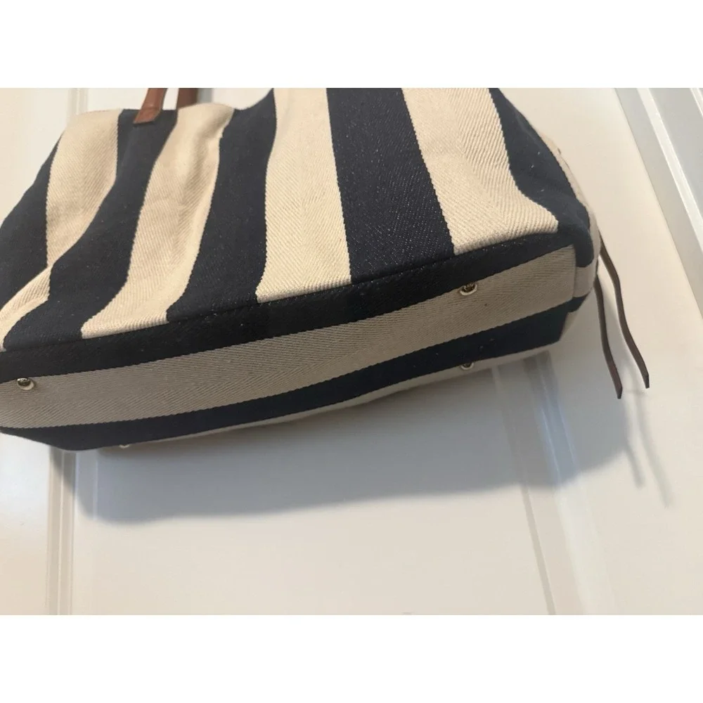 Sole Society Stripes Canvas, Bag, Navy, And‎ Cream Color large Carryall